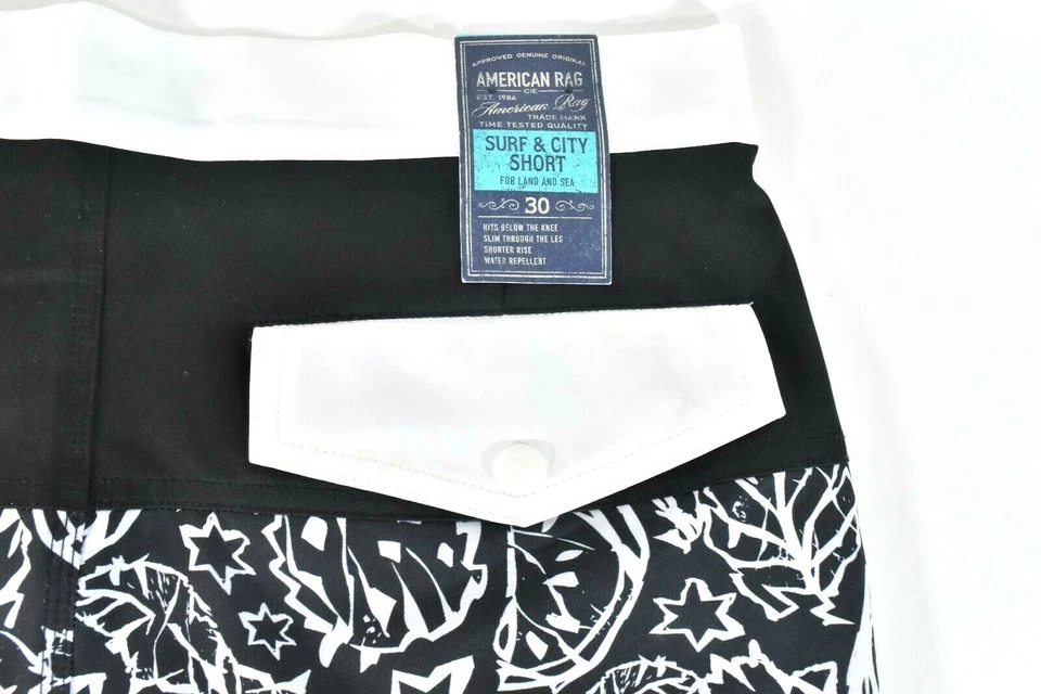 Pantalones Cortos de Tabla American Rag Para Hombres Negros 31 Nuevos Surf City Board y Baúl de Natación Playa Foto 3 de 4
