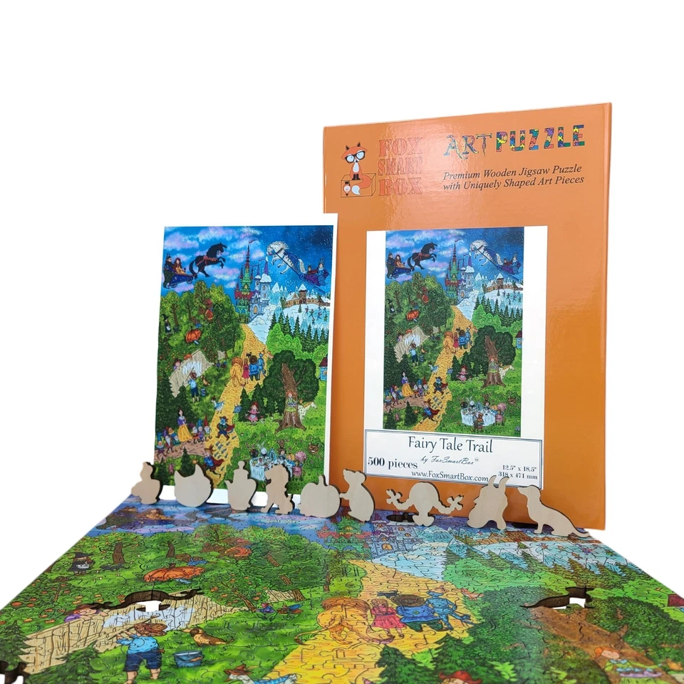 Wooden Jigsaw Puzzle for Adults by FoxSmartBox - 500 Pieces - Fairy Tale Trail - Image 3 of 4