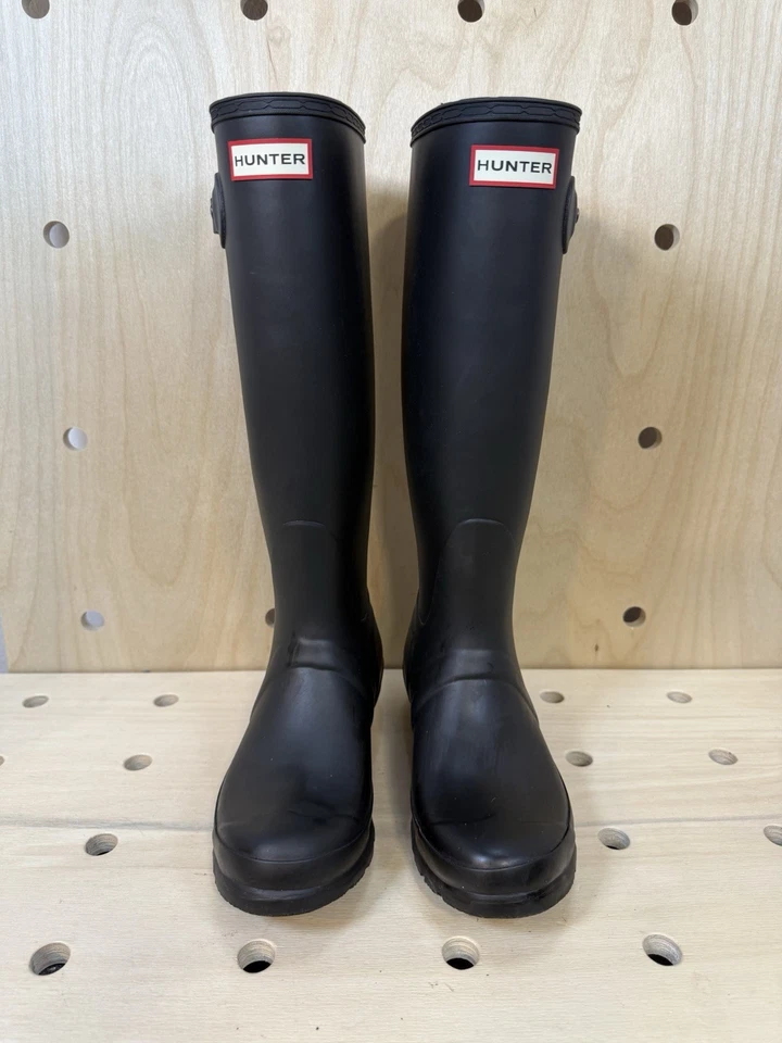 Botas de lluvia Hunter Original para mujer altas de goma negras mate talla 7 usadas en excelente estado $190 Foto 4 de 4