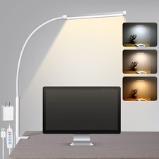 LED Desk Lamp with Clamp, Eye-Caring Clip on Lights for Home Office, 3 Modes ...