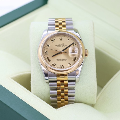 Rolex Datejust ref. 116203 Champagne Roman Dial Jubilee Bracelet - Full Set