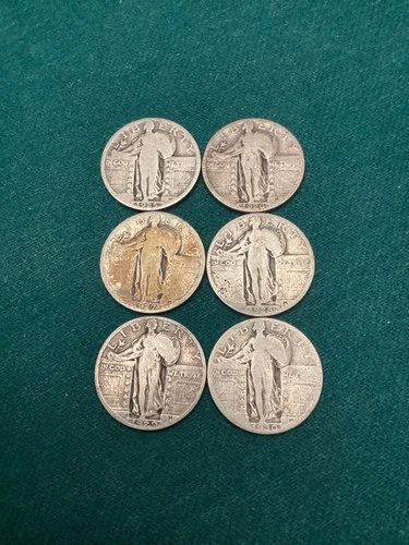 1925-1930 standing liberty quarter lot (6)