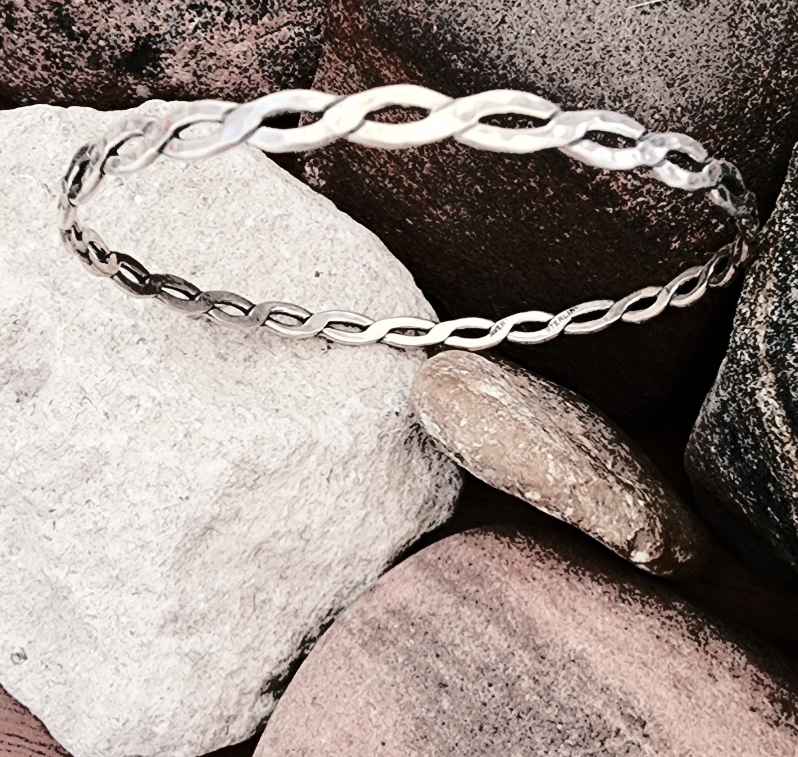 James Avery Bangle Bracelet Lightly Hammered Ster… - image 1