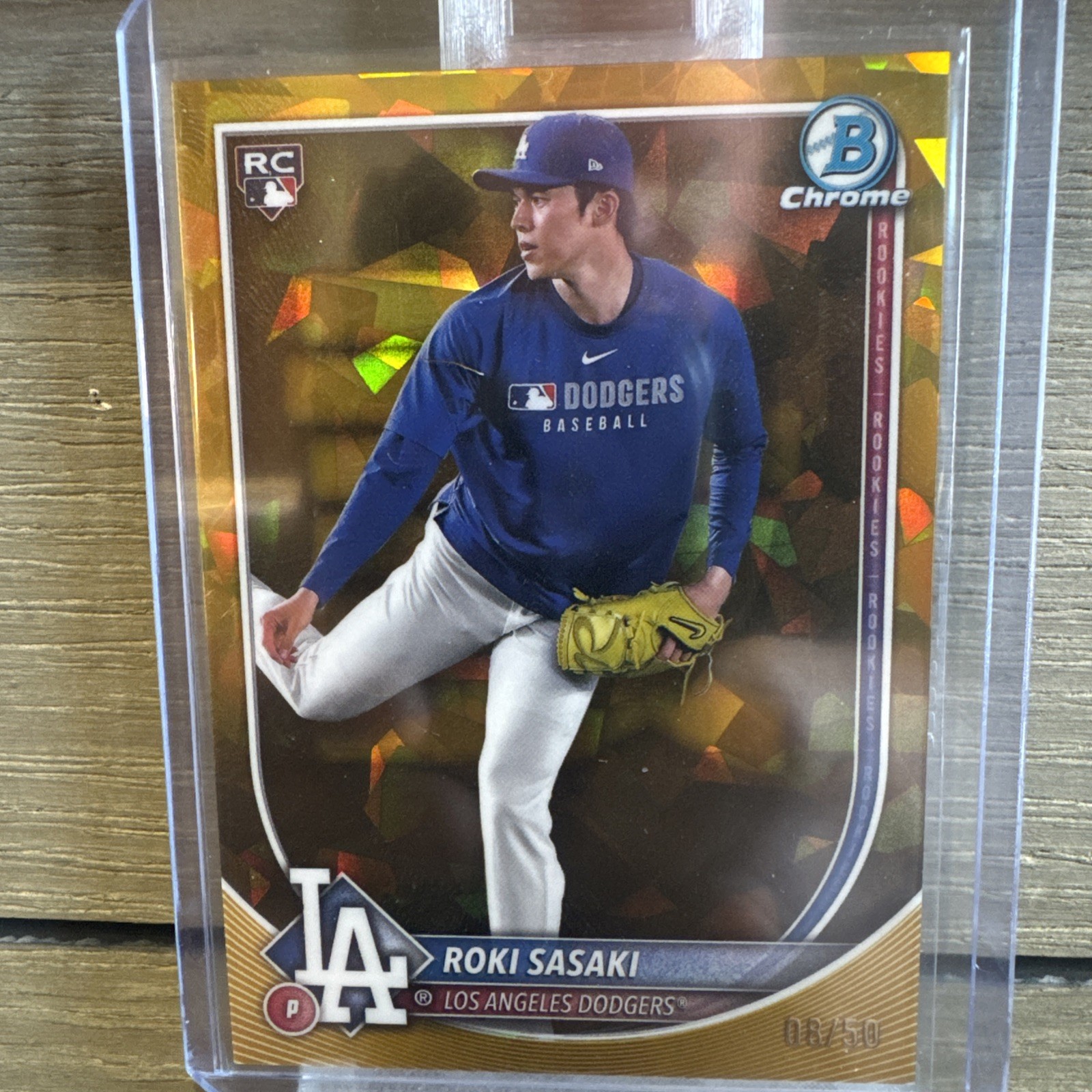 2025 Bowman Chrome Sapphire Roki Sasaki #12 RC Gold /50 Dodgers!!!