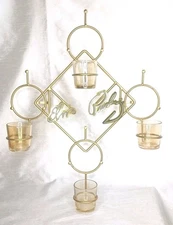 Rare Elvis Presley Wall Candle Holder Votive Glasses Gold Metal Decor Licensed 