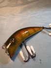 Vintage Early Wood RARE Slim Sweeney Twin Minnow Glass Eyes, Fish Scale Pattern