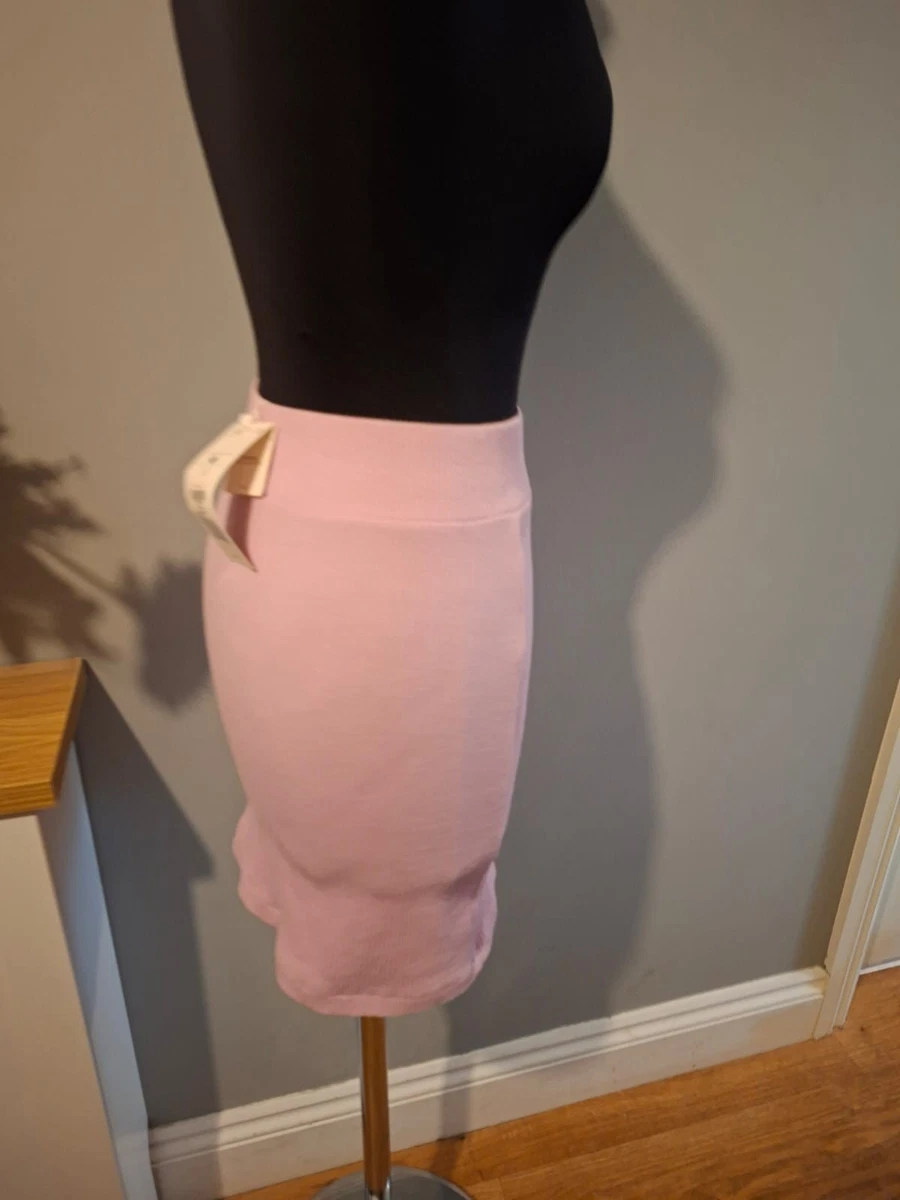 Minifalda acanalada rosa Bershka abertura lateral nueva con etiquetas talla S pequeña