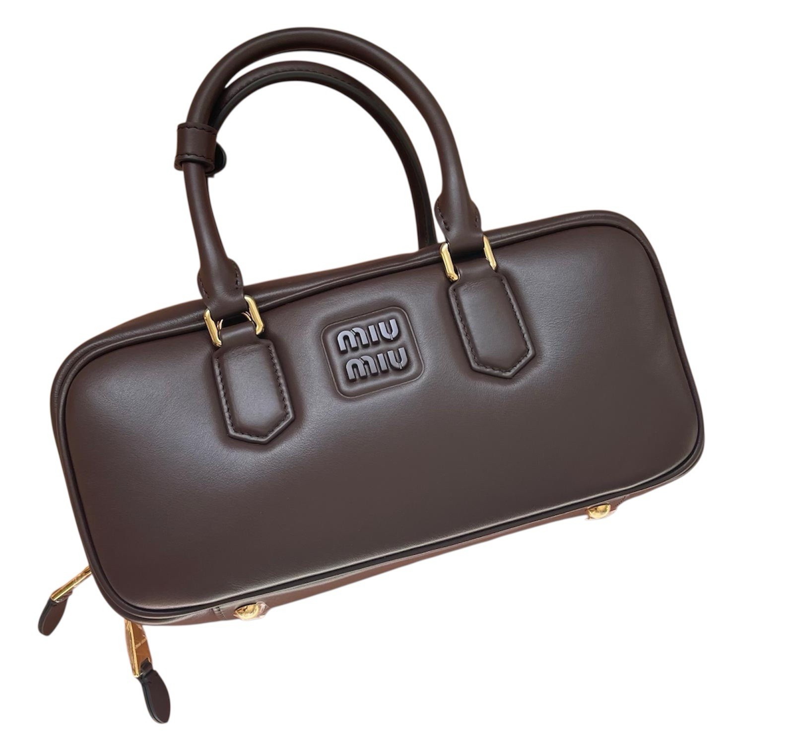 Miu Miu Arcadie Large Nuova Borsa a Mano Tracolla Pelle Colore Radica Donna