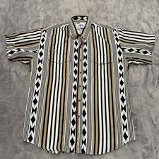 Vintage 90s Roper Button Shirt XL Aztec Rodeo Men's Southwest Pearl Snap Western