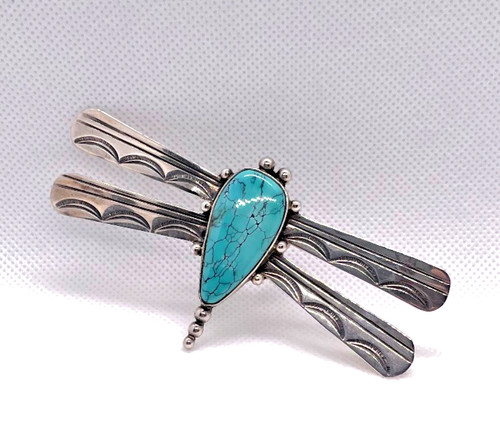 Melvin Francis Navajo Dragonfly Adjustable Sterling & Turquoise Ring Boho Hippie
