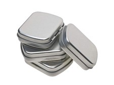 2.23 x1.76 x 0.55 inch Metal Tin Box Portable Small Container Storage Case Wi...