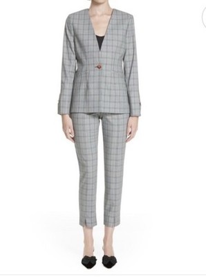 Ted Baker Rista black white windowpane plaid check suit sz 5(XL) officecore