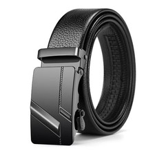 Men  s Genuine Leather Ratchet Belt Adjustable Automatic Buckle Dress Belt