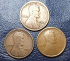 1918 P D S 1C Lincoln wheat cent penny - Lot of 3 coins