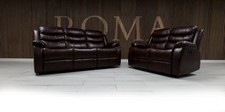 3+2 Leather Recliner Sofa Set with Cupholders – Leather Manual Recliner Sofas
