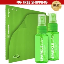 OPTIPAK Sparkle Color Lens Cleaner Spray Kit: 2 Bottles + 2 Microfiber Cloths