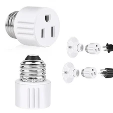 Outlet Light Socket Adapter, E26 Light Bulb to Plug Converter