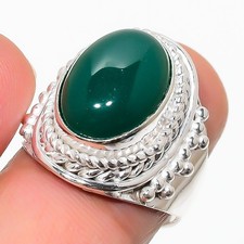 Green Onyx Gemstone 925 Sterling Silver Jewelry All Size Ring For Gift