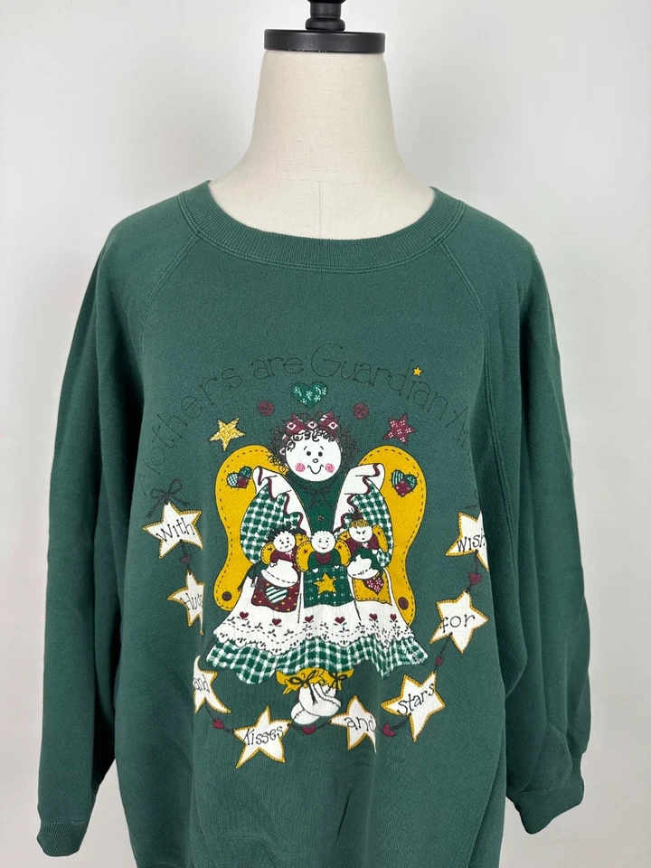 Sudadera De Colección Años 90 Para Mujer 4X 4XL Mamá Madre Bosque Verde Raglán Cottagecore Foto 2 de 4
