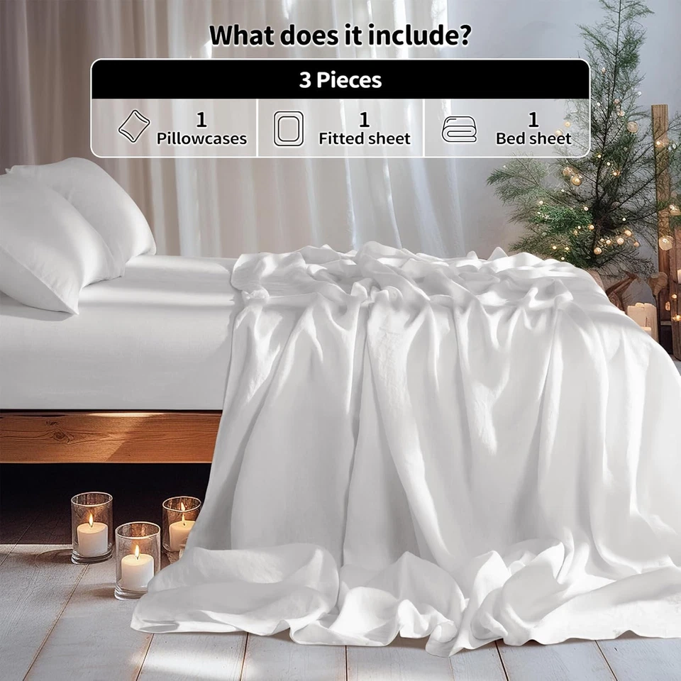 White Linen Bedding Set - Deep Pocket Twin - Image 4 of 4