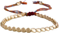 Handmade Copper Bracelet, Lucky Buddhist Amulet Cord Bracelet, Tibetan Copper Br