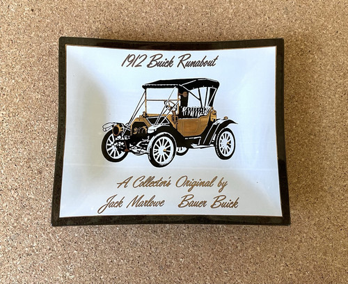 Vtg. Houze Glass Dealer Ashtray 1912 Buick Runabout With Box