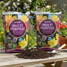 2 x 10L Multi Purpose Compost Potting Soil Bag Garden Beds Borders Pots Baskets