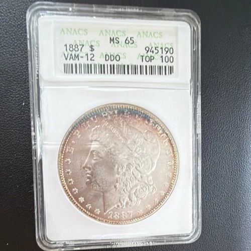 1887 Morgan Silver Dollar VAM-12 DDO TOP 100 ANACS MS65 #945190