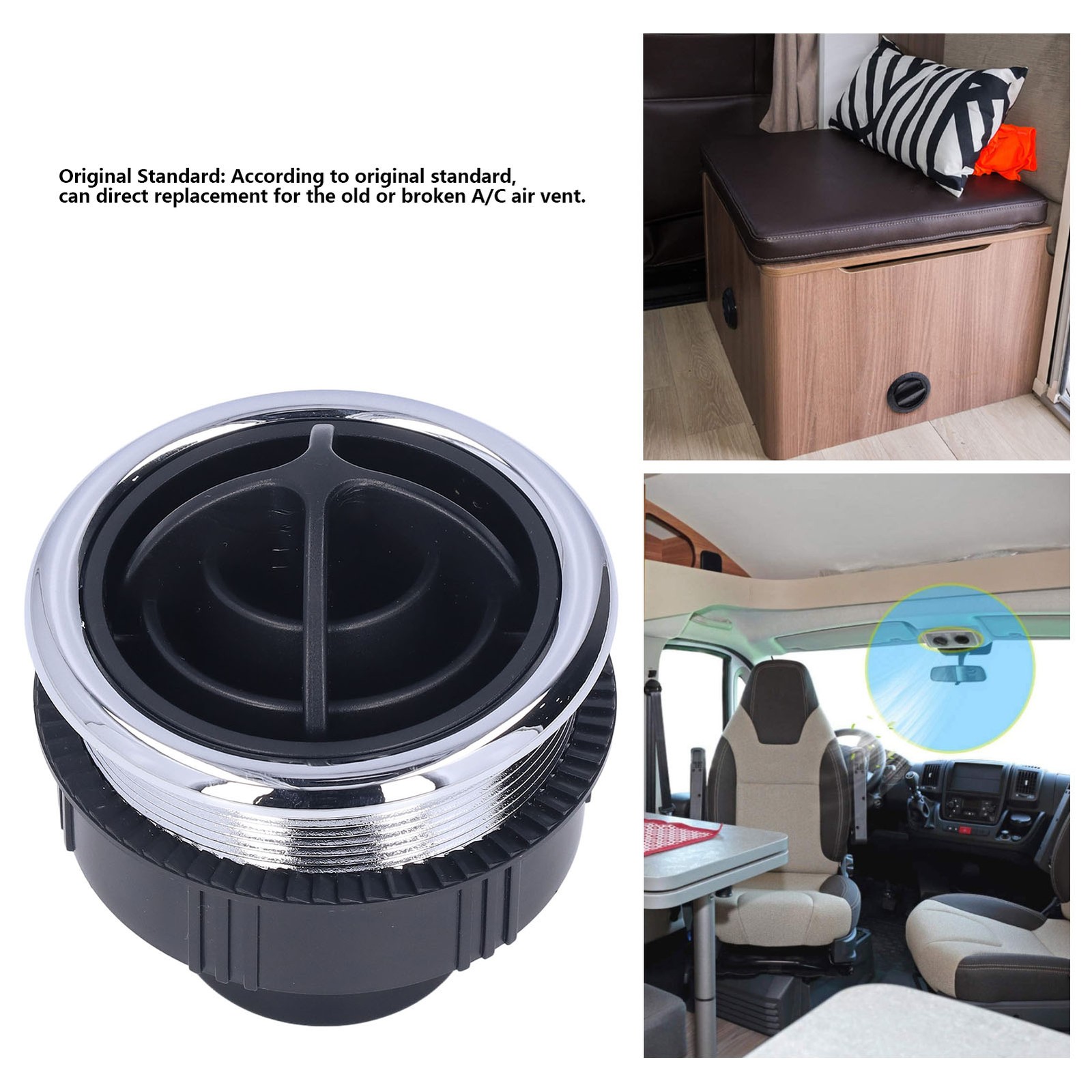 Round A/C Vent ABS AC Deflector Outlet Vent Thread Style For RV Bus Car