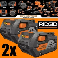 2 PACK For Ridgid 18V R840085 8.0Ah Lithium-ion Battery Rigid 18Volt R840087