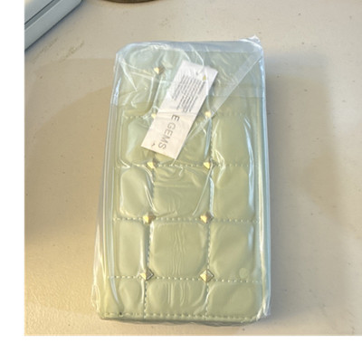 PURE GEMS Mint Green Quilted Studded Zip-Around Wallet Women Credit Card