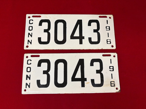 "1916 Connecticut" Porcelain License Plates (Matching Set of 2) **READ LISTING**