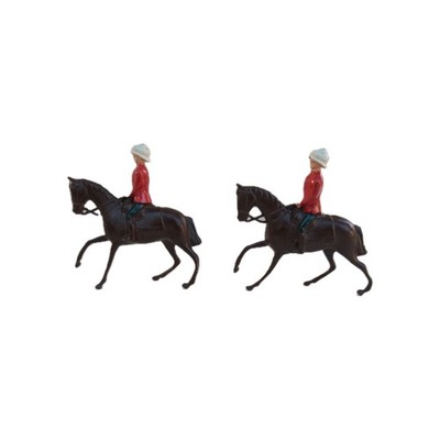 Vintage Britains Bleispielzeug Soldat Gardist Kavallerie zu Pferd montiert LESEN X2