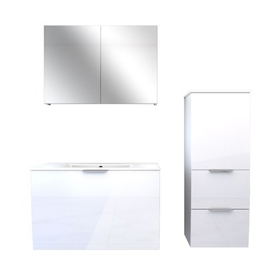 AcquaVapore Badmöbel Set Gently 1 V2 R Weiß MDF Waschtisch 80cm 