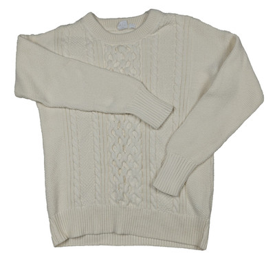 GAP, Womens Small, Ivory Frost, Thick Cable Knit, Crew Neck Jumper Pullover