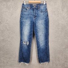 Madewell The Perfect Vintage Crop Jean Distressed Blue Denim Women's Size 27