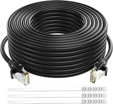 Cat 6 Ethernet Cable 150 Ft-Black, Outdoor & Indoor Snagless Long round RJ45 Net
