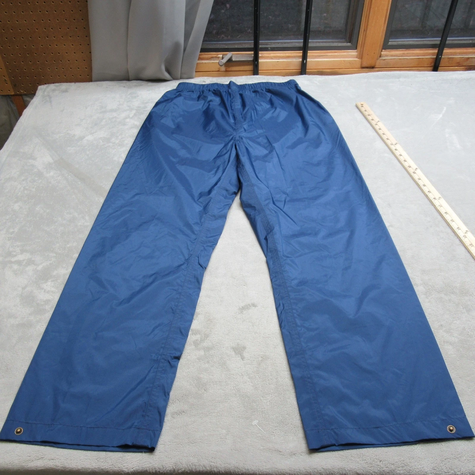 Cabelas Pants Mens Large Blue Elastic Waist Lightweight Waterproof Rain 30x30