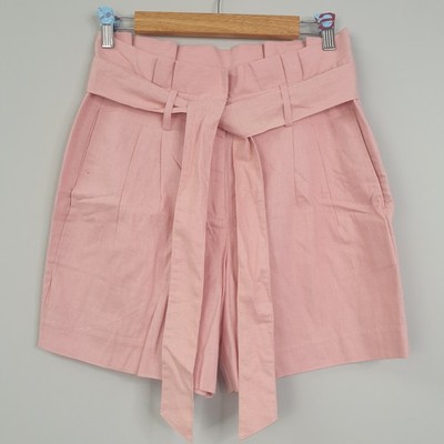 Boden Shorts Damen UK 10 rosa Elgin Paperbag Leinenmischung Gürtel Freizeit Sommer