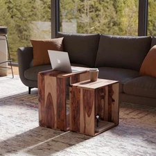 Cascade Nesting Tables for Living Room with Premium Sheesham Wood Constructio...