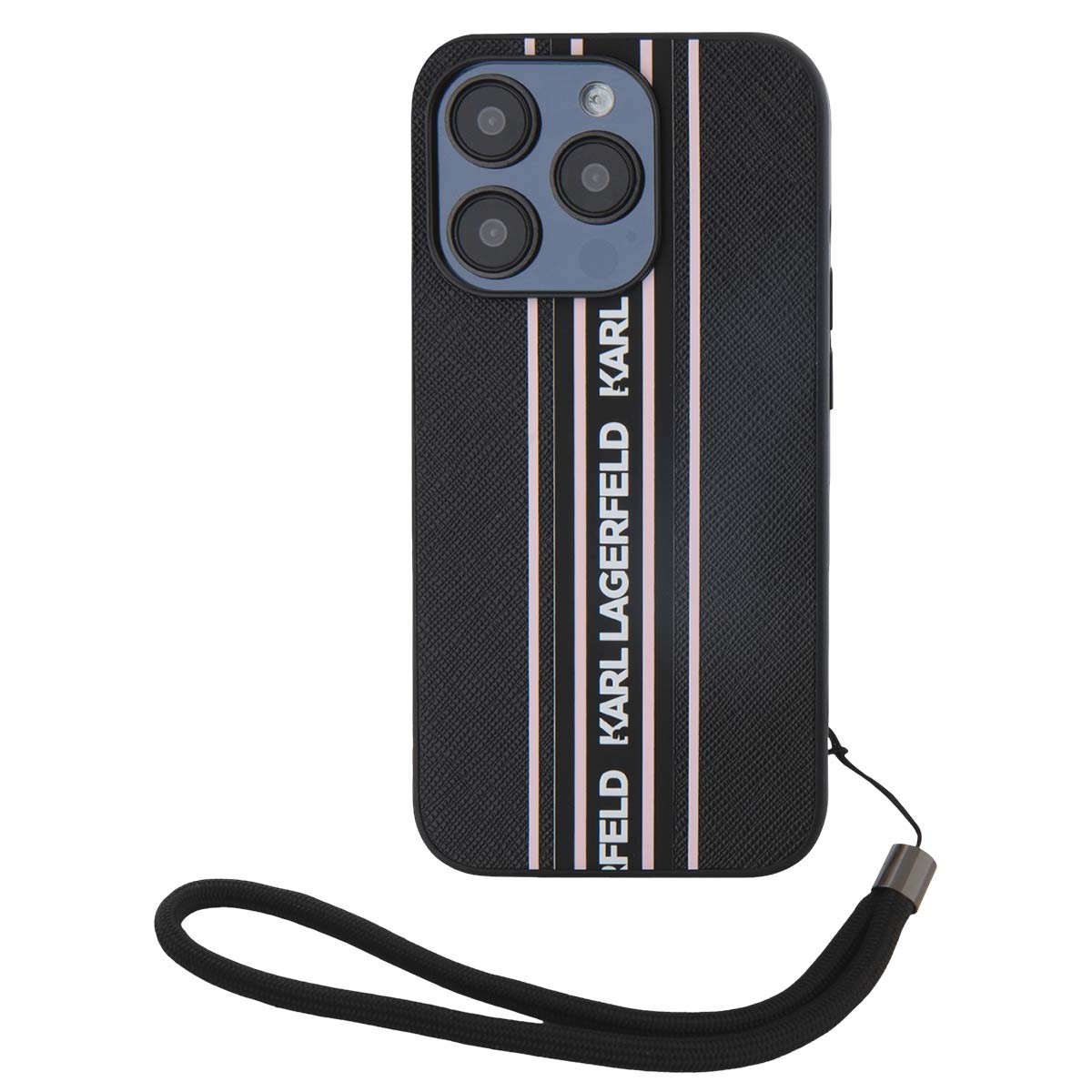 Coque iPhone 15 Pro Karl Lagerfeld Saffiano idéale pour voyager les mains libres