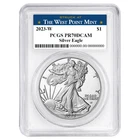 2023-W $1 1-oz Proof American Silver Eagle PCGS PR70DCAM West Point Label White