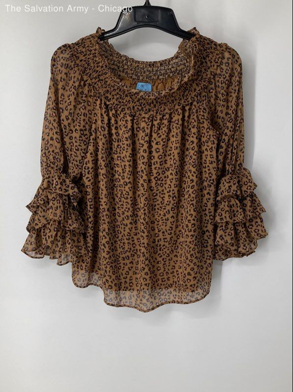 Cece Womens Multicolor Long Sleeve Round Neck Pullover Blouse Top Size Large