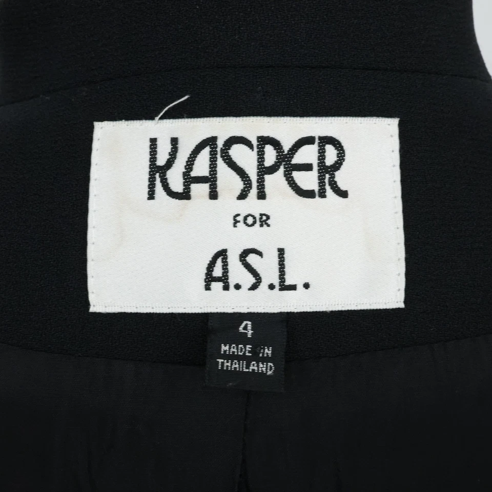 Kasper ASL Jacket Womens 4 Black Lined Blazer Fitted Office Career Academia - Image 3 of 4