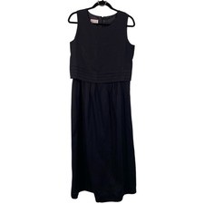 Vintage Talbots Women Black 100% Irish Linen Sleeveless Sheath Dress Size 10 