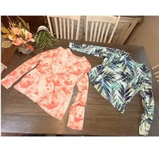 Hang Ten Womens Rash Guard Top XXL Tie Dye Tropical Print UV Protection UPF 50 