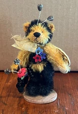 DEB CANHAM ARTIST DESIGNS “LADBUG” - 4” BROWN/BLACK MOHAIR FULLY JOINTED BEAR