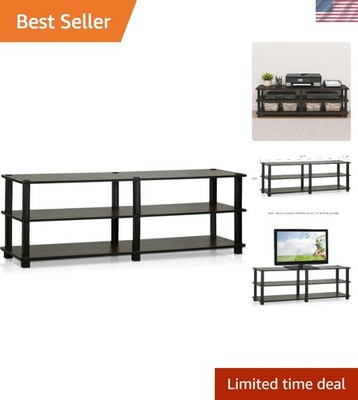 Elegant 3-Tier TV Stand: Toolless Assembly for TVs Up to 55  in Dark Brown