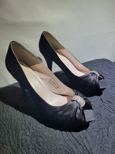 Davids Bridal Black Satin With Rhinestones Shoes Size 11