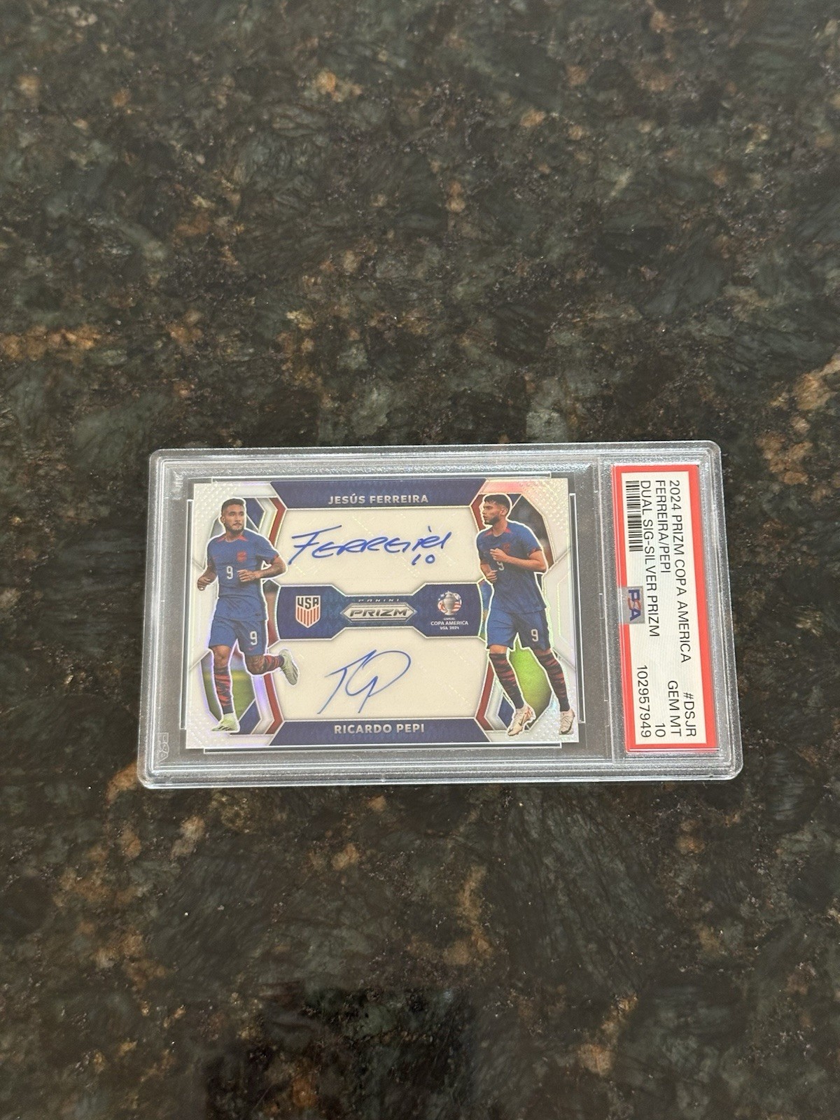 Panini Prizm Copa America Dual Auto Ricardo Pepi Jesus Ferreira /99 USA Psa 10 view 3